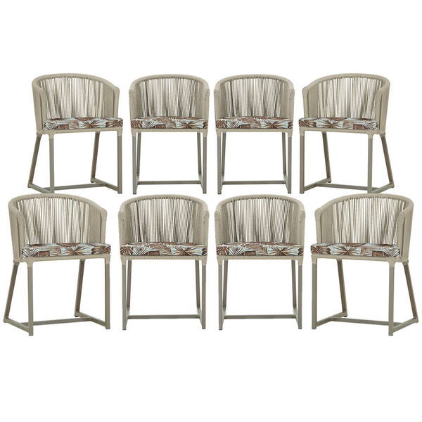 8 Cadeiras De Jantar Área Noronha Em Alumínio Com Pintura Fen