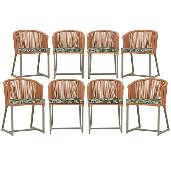 8 Cadeiras De Jantar Área Noronha Em Alumínio Com Pintura Fen