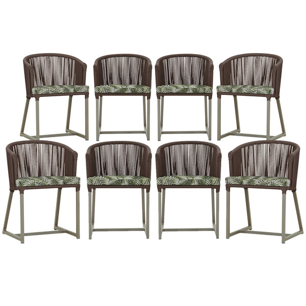 8 Cadeiras De Jantar Área Noronha Em Alumínio Com Pintura Fen