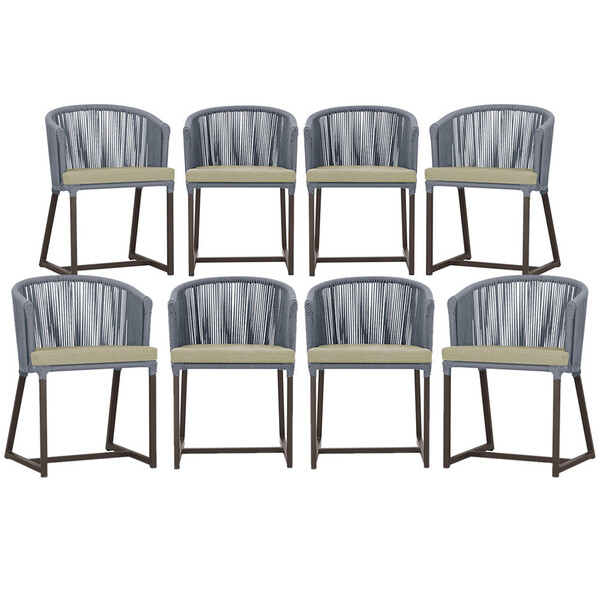 8 Cadeiras De Jantar Área Noronha Em Alumínio Com Pintura Mar