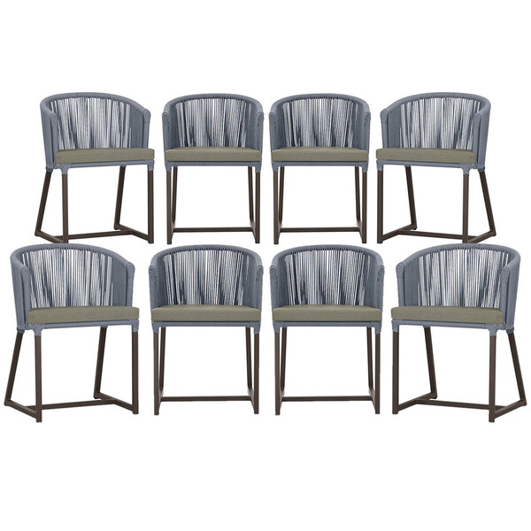 8 Cadeiras De Jantar Área Noronha Em Alumínio Com Pintura Mar