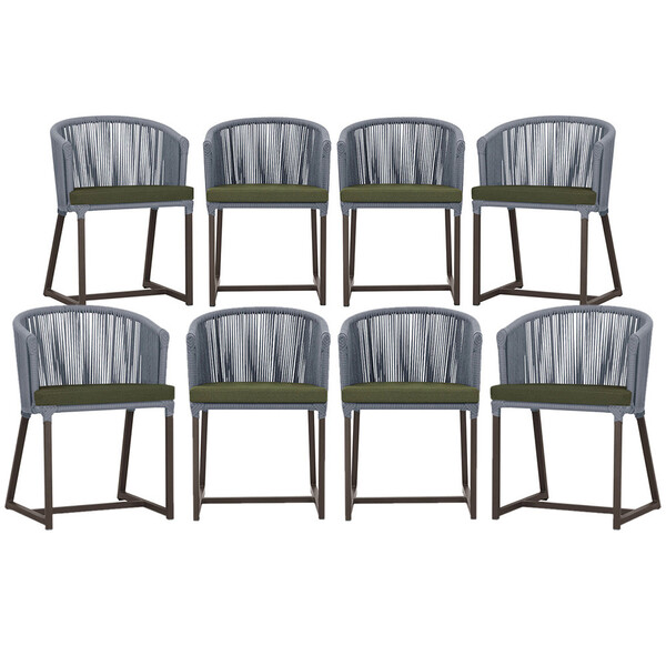 8 Cadeiras De Jantar Área Noronha Em Alumínio Com Pintura Mar