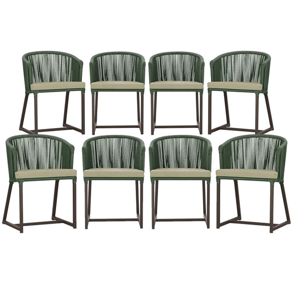 8 Cadeiras De Jantar Área Noronha Em Alumínio Com Pintura Mar