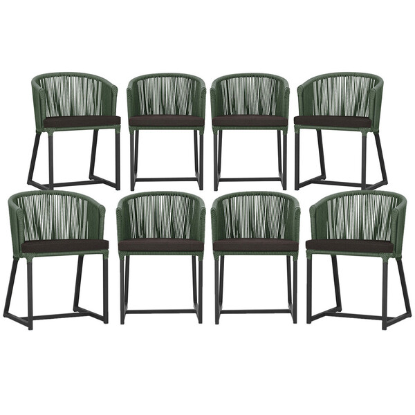 8 Cadeiras De Jantar Área Noronha Em Alumínio Com Pintura Pre