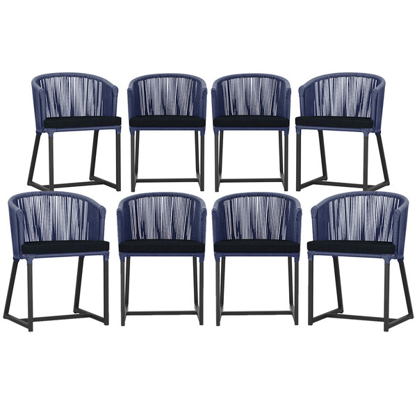 8 Cadeiras De Jantar Área Noronha Em Alumínio Com Pintura Pre