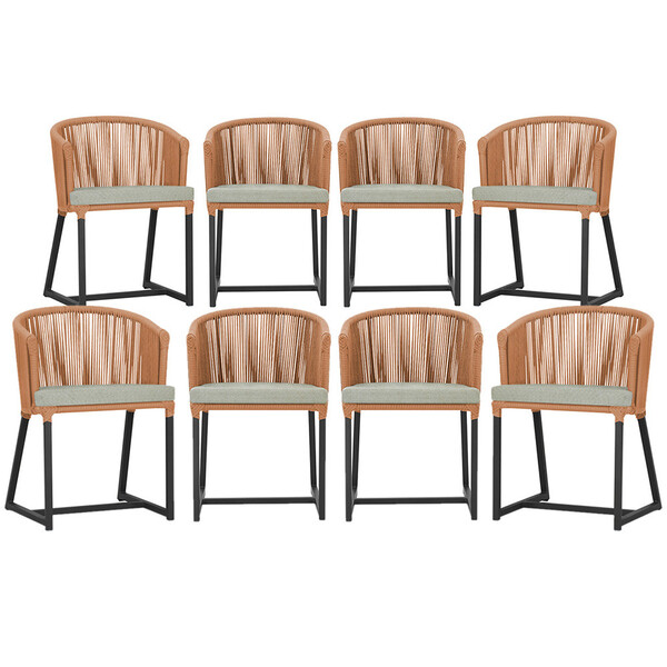 8 Cadeiras De Jantar Área Noronha Em Alumínio Com Pintura Pre