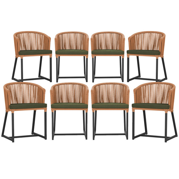 8 Cadeiras De Jantar Área Noronha Em Alumínio Com Pintura Pre