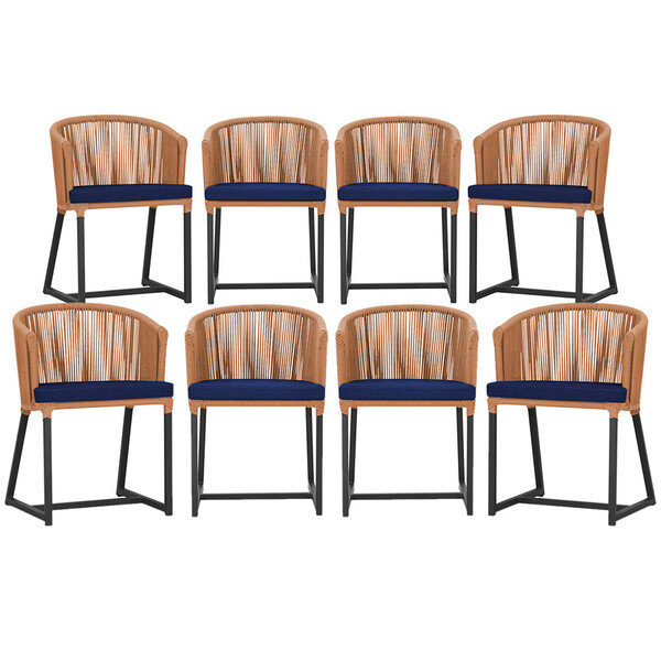 8 Cadeiras De Jantar Área Noronha Em Alumínio Com Pintura Pre