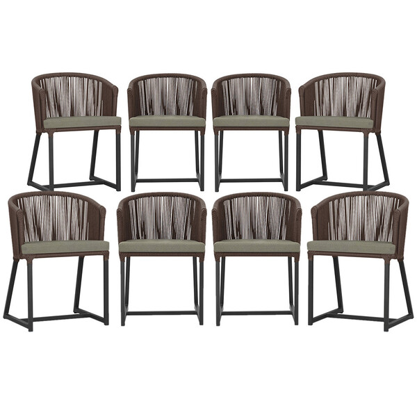 8 Cadeiras De Jantar Área Noronha Em Alumínio Com Pintura Pre