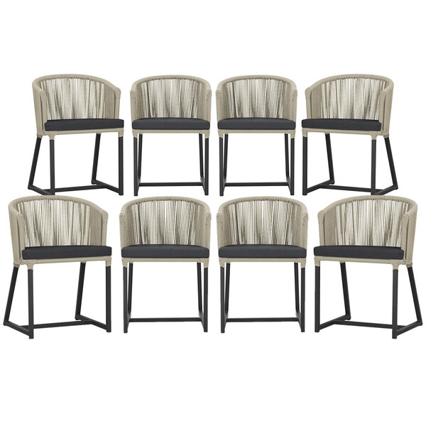 8 Cadeiras De Jantar Área Noronha Em Alumínio Com Pintura Pre