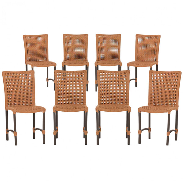 8 Cadeiras De Jantar Cannes De Alumínio Com Pintura Marrom E