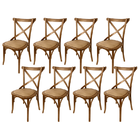 8 Cadeiras Mesa Jantar Madeira Maciça Ratan Natural Katrina