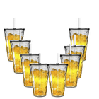 8 Copos Twister Com Tampa E Canudo Acrílico