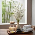 8 Flores Chuva De Ouro Branca Artificial Beleza Permanente E