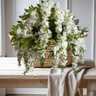 8 Flores De Glicínia Artificial Pendente Com Haste Flexível P