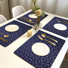 8 Jogo Americano Geo Alto Padrão Impermeável Az Pvc