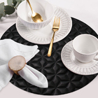 8 Jogo Americano Geo Alto Padrão Impermeável Redondo Pt Pvc