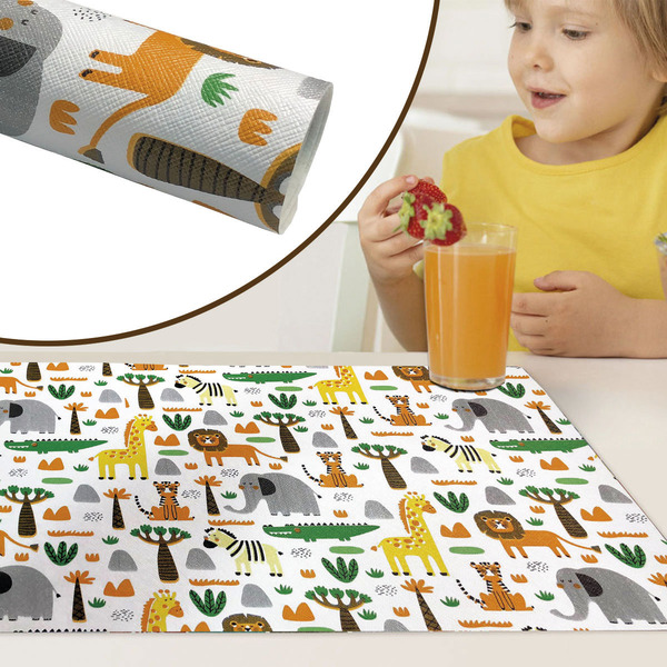 8 Jogo Americano Infantil Savana Impermeável Pvc 8 Lugares