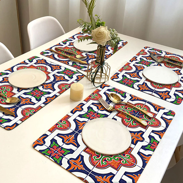 8 Jogo Americano Ornamental Impermeável Pvc 8 Lugares