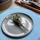 8 Jogo Americano Redondo Juta - Azul Claro