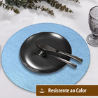 8 Jogo Americano Redondo Juta - Azul Claro