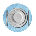 8 Jogo Americano Redondo Juta - Azul Claro