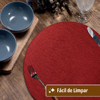 8 Jogo Americano Redondo Juta - Vermelho