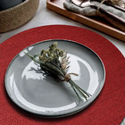 8 Jogo Americano Redondo Juta - Vermelho