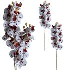 8 Orquídeas Artificiais Branca Com Detalhes Vinho (80cm) Para