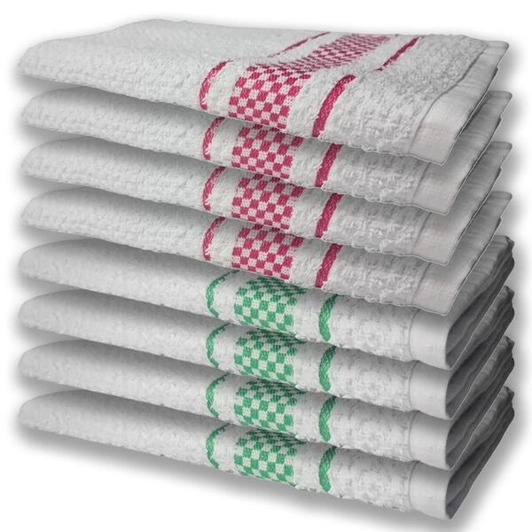 8 Panos De Prato Atoalhado Felpudo Premium 4 Rosa 4 Verde