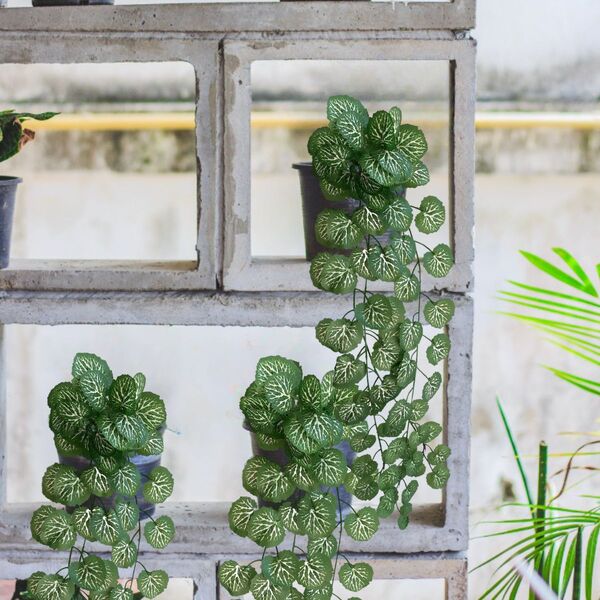 8 Pendentes De Folhagens Begônia Artificiais Com Toque Natura