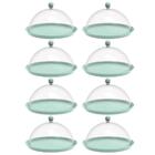 8 Porta Bolo Torta 30cm Verde Menta Cúpula Boleira Doces Peti