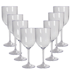 8 Taças Vinho Transparente Acrílico