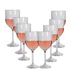 8 Taças Vinho Transparente Acrílico