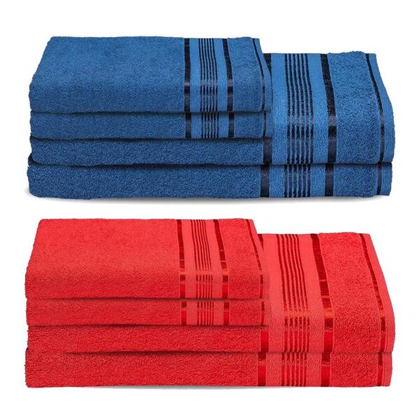 8 Toalhas Super Grossas E Gigante Egito 4 Banhos 4 Rosto Azul