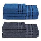 8 Toalhas Super Grossas E Gigante Egito 4 Banhos 4 Rosto Azul