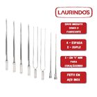 8x Espetos De Inox 50cm Espada, Duplo E Coração - Churrasco