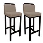 9 Banquetas Bia Suede Bege E Base Preta -bela Casa Shop