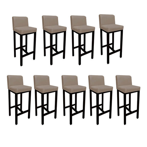 9 Banquetas Bia Suede Bege E Base Preta -bela Casa Shop