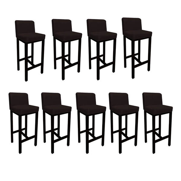 9 Banquetas Bia Suede Marrom E Base Preta -bela Casa Shop