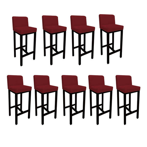 9 Banquetas Bia Suede Vermelho E Base Preta -bela Casa Shop