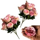 9 Buquê De Flores Artificiais  Rosas Realistas Decoração De A