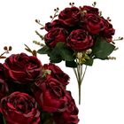 9 Buquê De Flores Vermelhas Artificiais Com Rosas Realistas D