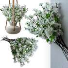 9 Hastes De Cerejeira Branco Artificial 60x25cm Para Festas E