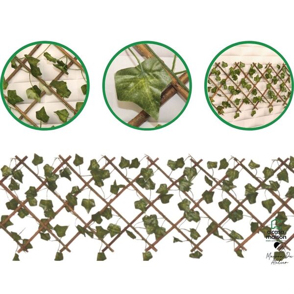 9 Unid. Treliça Em Madeira Com Folhas De Hera Artificial Pequ