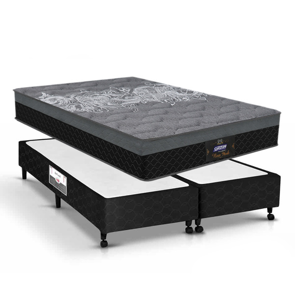 -conjunto Gazin New York Box Castor Poli Preto King Size 193x