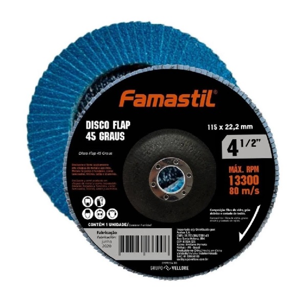 [inativo] Disco Flap 45 Graus 4 1/2 Polegadas X 120g Metal Fa