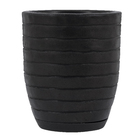 Vaso Plástico Relevo Preto 28x24cm  Vasart