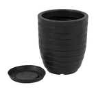 Vaso Plástico Relevo Preto 28x24cm  Vasart