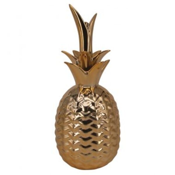 Abacaxi Decorativo De Ceramica Dourado